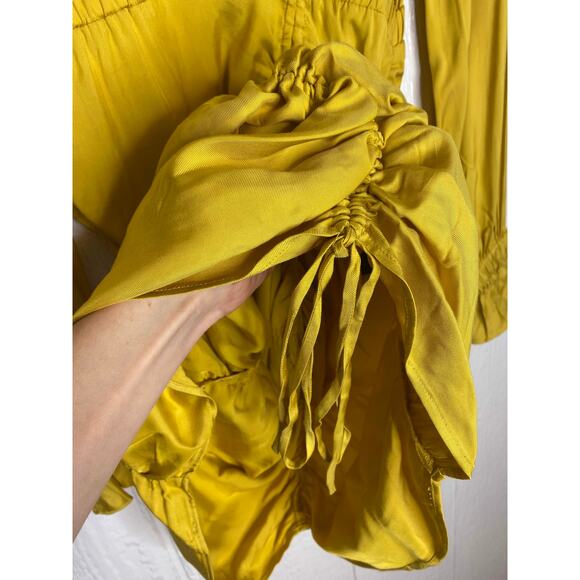 L'ACADEMIE 'Nichole' Mustard Yellow Long Sleeve Ruched Mini Dress SMALL - Picture 12 of 15